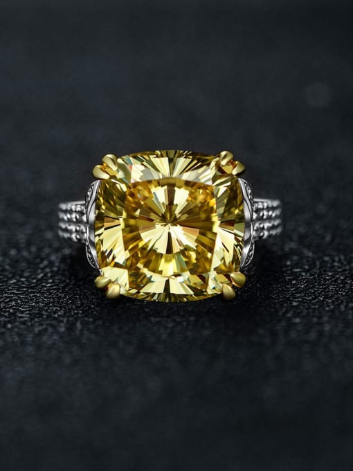 Yellow [R 0357] 925 Sterling Silver High Carbon Diamond Geometric Luxury Ring